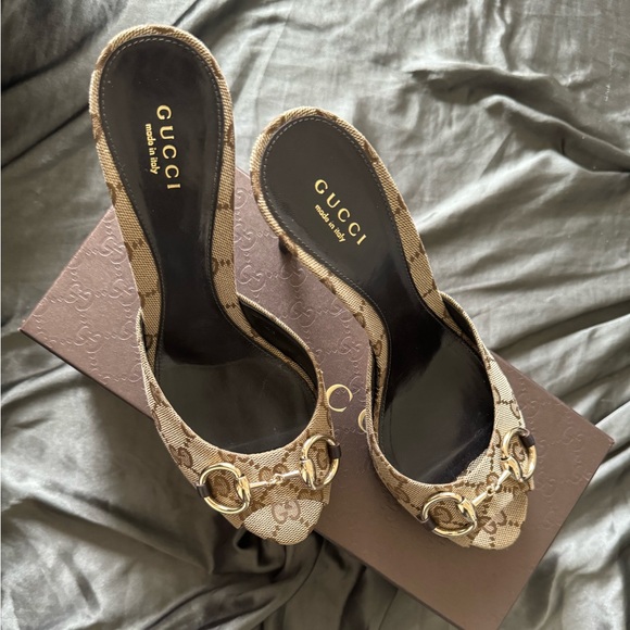 Gucci Monogram Heels | 37.5 Women’s - Picture 1 of 4